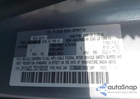 2013 Mazda Mazda5 Touring из США, поврежденный, VIN JM1CW2CL7D0156006